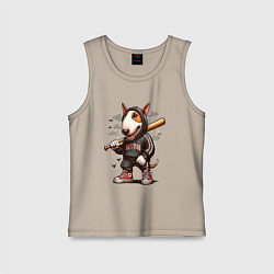 Майка детская хлопок Bully with a baseball bat - ai art fantasy, цвет: миндальный