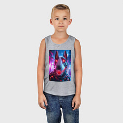 Майка детская хлопок Морда кибер бультерьера - неоновое свечение, цвет: меланж — фото 2