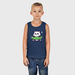 Майка детская хлопок Панда в надувном круге, цвет: тёмно-синий — фото 2