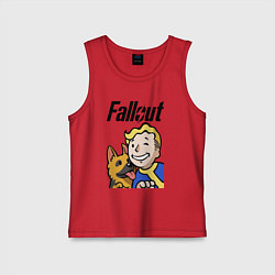 Майка детская хлопок Vault boy and shepherd, цвет: красный