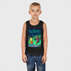 Майка детская хлопок Барт Симпсон убегает от зомби - нейросеть, цвет: черный — фото 2