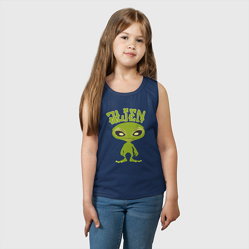Детская майка Зеленый человечек пришелец / Тёмно-синий – фото 3