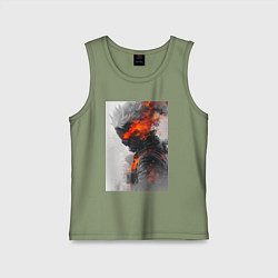 Майка детская хлопок Киберпанк самурай, цвет: авокадо