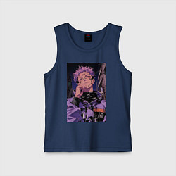 Майка детская хлопок Магическая битва Юдзи Итадори токио, цвет: тёмно-синий