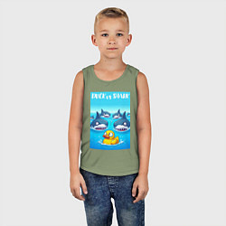 Майка детская хлопок Duck vs shark - ai art fantasy, цвет: авокадо — фото 2