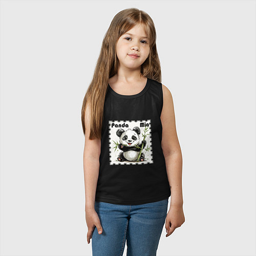 Детская майка Панда Миа акварель / Черный – фото 3