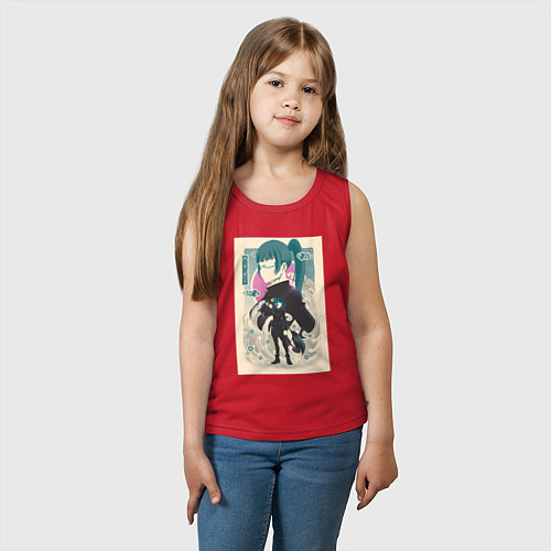 Детская майка Магическая битва Маки Дзэнин маг / Красный – фото 3