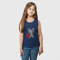 Майка детская хлопок Череп с козой punks not dead, цвет: тёмно-синий — фото 2