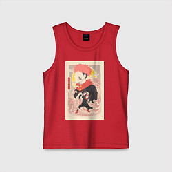 Майка детская хлопок Магическая битва Сукуна Рёмэн арт, цвет: красный