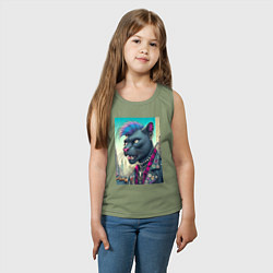 Майка детская хлопок Чувак пантера панк житель Нью-Йорка - нейросеть, цвет: авокадо — фото 2