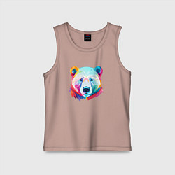 Майка детская хлопок Яркий портрет белого медведя, цвет: пыльно-розовый