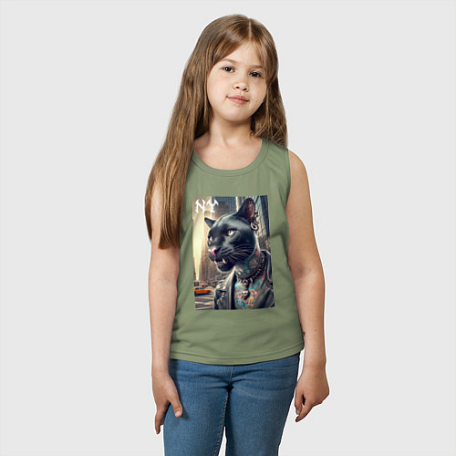 Детская майка Cool dude panther from New York - ai art / Авокадо – фото 3