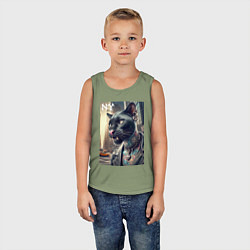 Майка детская хлопок Cool dude panther from New York - ai art, цвет: авокадо — фото 2