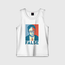 Майка детская хлопок Dwight false - офис, цвет: белый