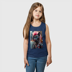 Майка детская хлопок Голубоглазая пантера модница из Нью-Йорка - нейрос, цвет: тёмно-синий — фото 2