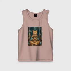 Майка детская хлопок Кот на медитации, цвет: пыльно-розовый