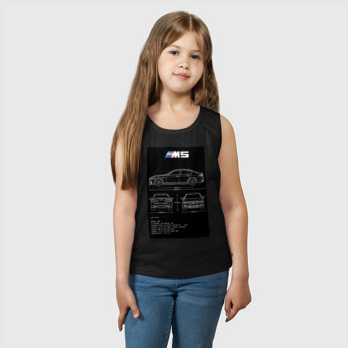 Детская майка BMW M5 чертежи / Черный – фото 3