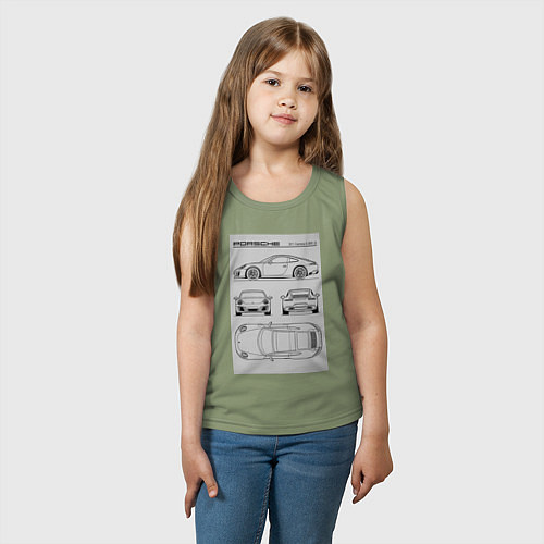 Детская майка Porsche 911 гоночный автомобиль / Авокадо – фото 3