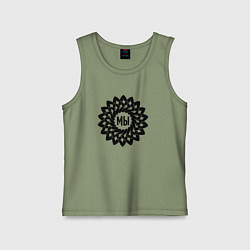 Майка детская хлопок Мы в круговом орнаменте из рук, цвет: авокадо