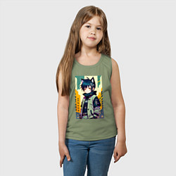 Майка детская хлопок Девочка котёнок - нейросеть, цвет: авокадо — фото 2