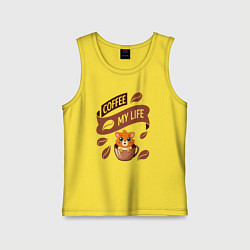 Майка детская хлопок Кофе моя жизнь, цвет: желтый