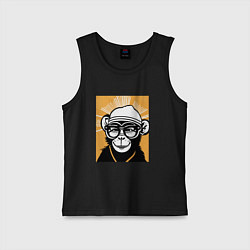 Майка детская хлопок Обезьяна и очки, цвет: черный