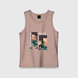 Майка детская хлопок Клинок рассекающий демонов Kamado Tanjiro, цвет: пыльно-розовый