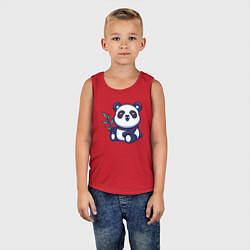 Майка детская хлопок Панда с веточкой, цвет: красный — фото 2