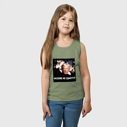 Майка детская хлопок Мем Трамп после покушения: русские не сдаются, цвет: авокадо — фото 2