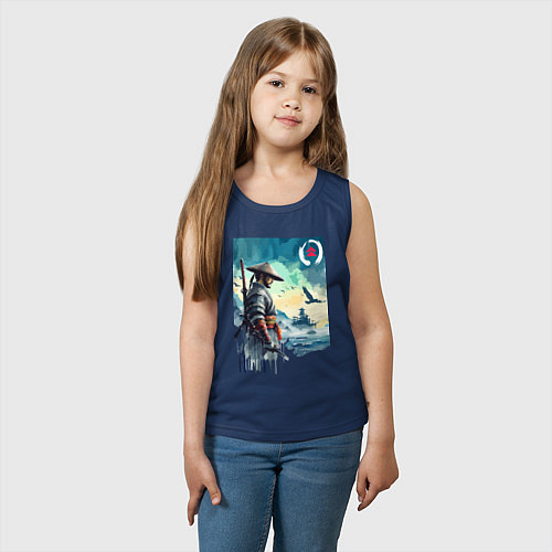 Детская майка Японский самурай - призрак Цусимы / Тёмно-синий – фото 3