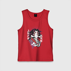 Майка детская хлопок Клинок рассекающий демонов 1 Высшая Луна Кокушибо, цвет: красный