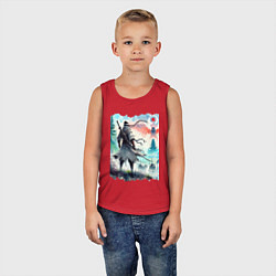 Майка детская хлопок Warrior samurai - ai art watercolor, цвет: красный — фото 2