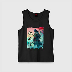 Майка детская хлопок Japanese samurai - ghost of Tsushima sketch, цвет: черный