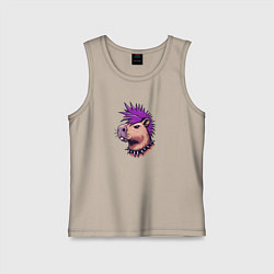 Детская майка Капибара с фиолетовым ирокезом