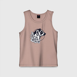 Майка детская хлопок Лемур в цветах, цвет: пыльно-розовый