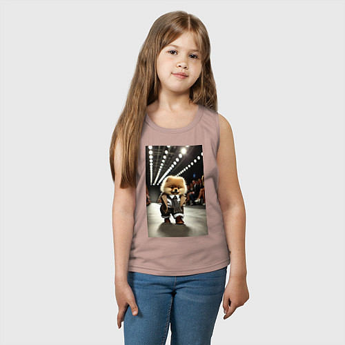 Детская майка Шпиц на подиуме - показ мод животных / Пыльно-розовый – фото 3