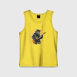 Майка детская хлопок Мейн-Кун Рокер Играющий на Гитаре, цвет: желтый