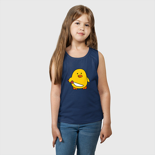Детская майка Желтый утенок с ножом мем / Тёмно-синий – фото 3