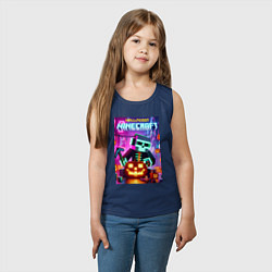 Майка детская хлопок Skeleton and pumpkin - neon glow, цвет: тёмно-синий — фото 2