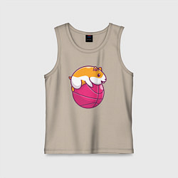 Майка детская хлопок Хомяк баскетболист, цвет: миндальный