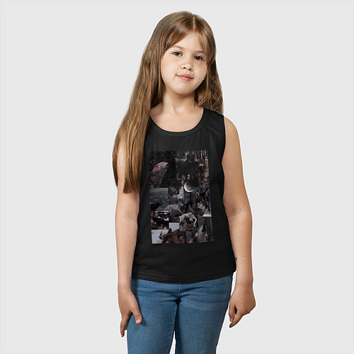 Детская майка Волки коллаж / Черный – фото 3