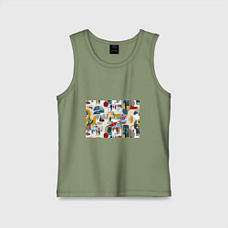 Майка детская хлопок Русская зима зарисовки, цвет: авокадо