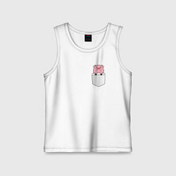 Майка детская хлопок Розовый поросенок в кармане, цвет: белый