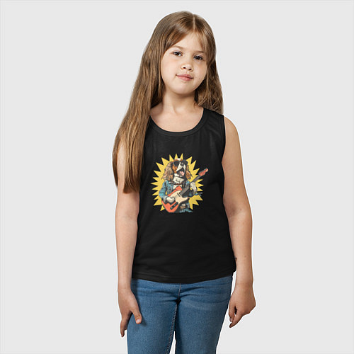 Детская майка Кавалер кинг чарльз спаниель рокер играет на гитар / Черный – фото 3