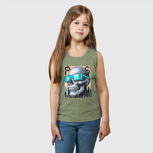Детская майка Pixel skull - ai art fantasy / Авокадо – фото 3