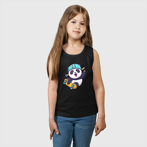 Детская майка Skater panda / Черный – фото 3