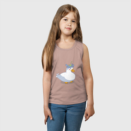 Детская майка Милая уточка гусь с цветочком на голове / Пыльно-розовый – фото 3