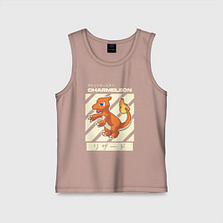 Майка детская хлопок Покемоны Чармелеон Charmeleon, цвет: пыльно-розовый