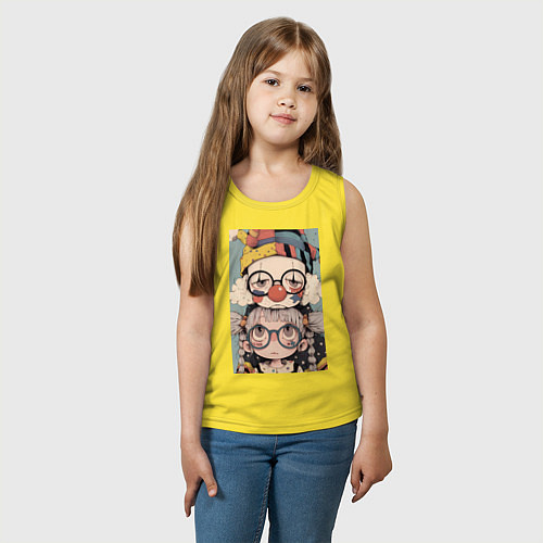 Детская майка Клоун с девочкой арт / Желтый – фото 3