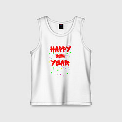 Детская майка Happy New Year ярко-красным